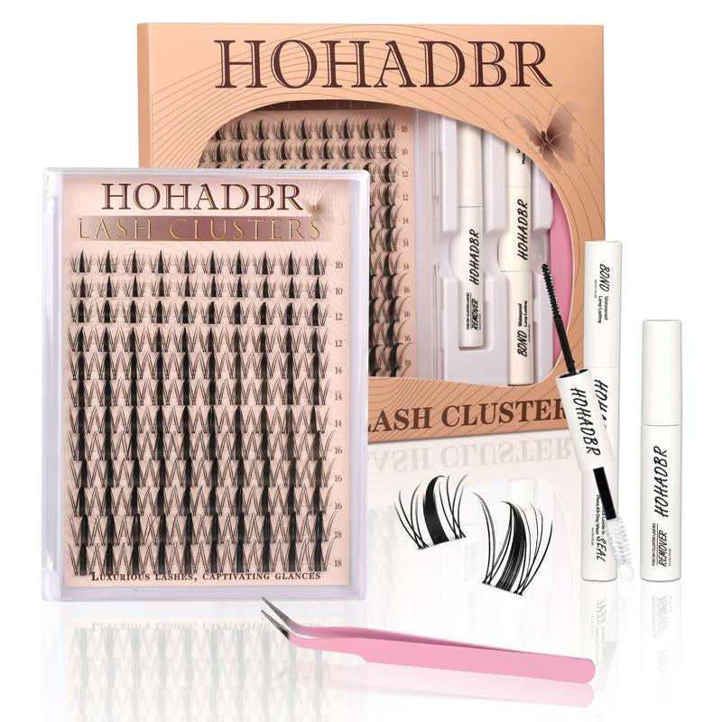 Lash Clusters Kit Natural Individual Lashes Wispy Eyelash Extensions 10-16Mm DIY Lash Extension Kit Lash Bond and Seal Waterproof, Lash Applicator, Thick False Eyelashes Kit