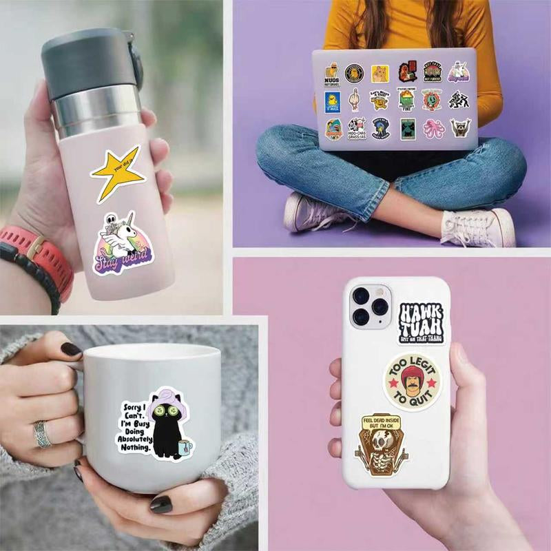 130PCS Funny Saying Sticker Pack - Snarky, Sarcastic Bold Humor Vinyl Waterproof Meme Stickers for Laptop, Computer, Water Bottle, Ipad, Phones Bumper Folding Chair Sticker Pack