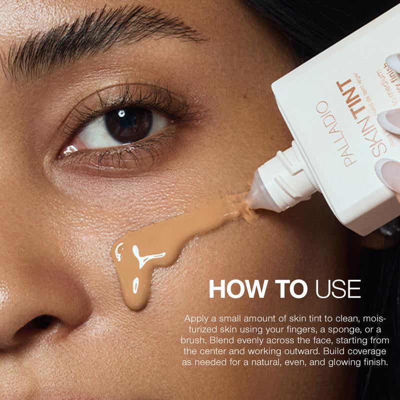Palladio Skin Tint with Aloe, Niacinamide and Hyaluronic Acid, Sheer to Medium Coverage, Glowy Finish, Brightening and Blurring Lightweight Foundation Makeup