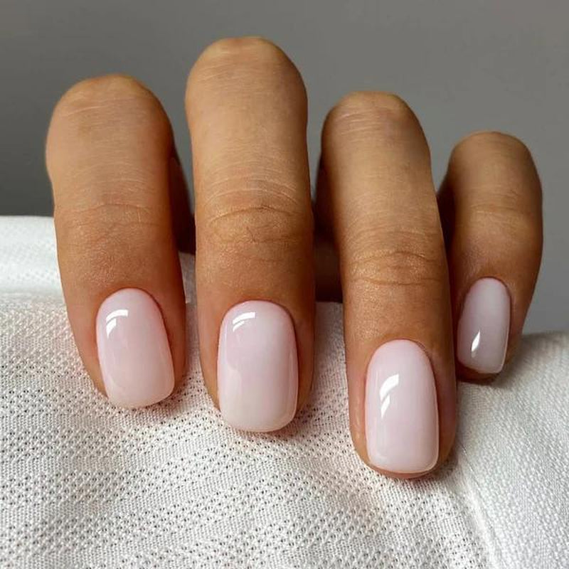Milky White Press on Nails | Curvlife Nail | 3Sweet Floral Dreamsweet Floral Dreampcs Short round Fake Nails | Glossy Natural Finish | Easy Apply, Comfortable & Durable | Daily, Business & Elegant Nail Art