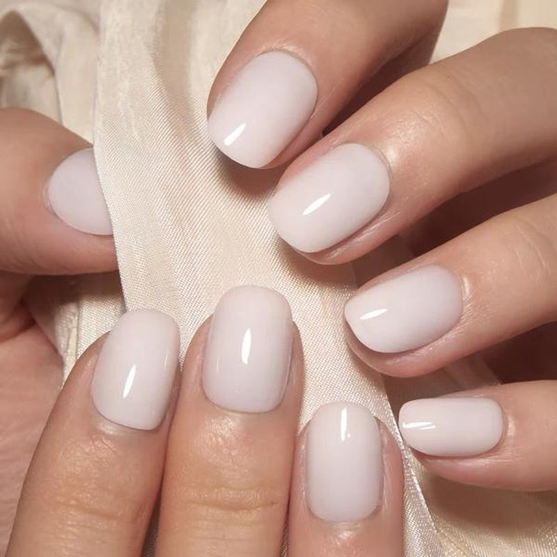Milky White Press on Nails | Curvlife Nail | 3Sweet Floral Dreamsweet Floral Dreampcs Short round Fake Nails | Glossy Natural Finish | Easy Apply, Comfortable & Durable | Daily, Business & Elegant Nail Art