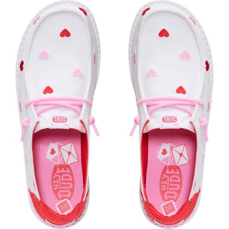 HEYDUDE Wendy Embroidered Hearts - Comfortable Slip on Shoes for Women'S Valentine'S Day
