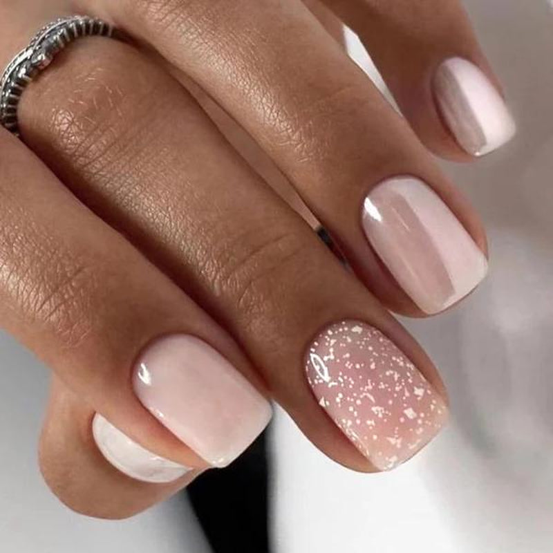 Milky White Press on Nails | Curvlife Nail | 3Sweet Floral Dreamsweet Floral Dreampcs Short round Fake Nails | Glossy Natural Finish | Easy Apply, Comfortable & Durable | Daily, Business & Elegant Nail Art
