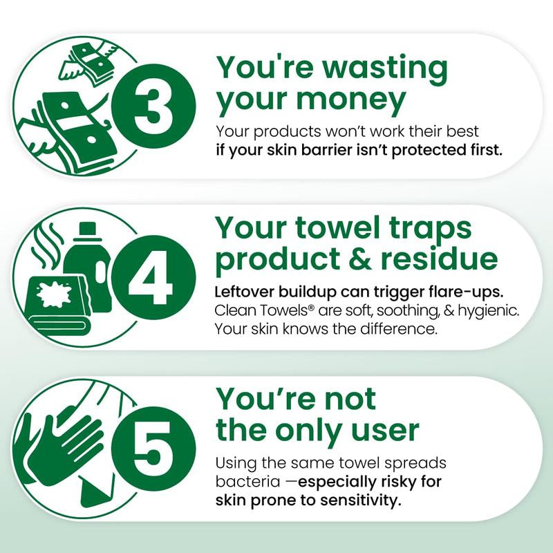 Clean Skin Club Sensitive Skin Clean Towels® XL, Travel Pack, Disposable Face Towels Infused with Aloe & Glycerin, Dermatologist and Tsa-Approved, Travel Essential for Sensitive & Reactive Skin,10 Ct