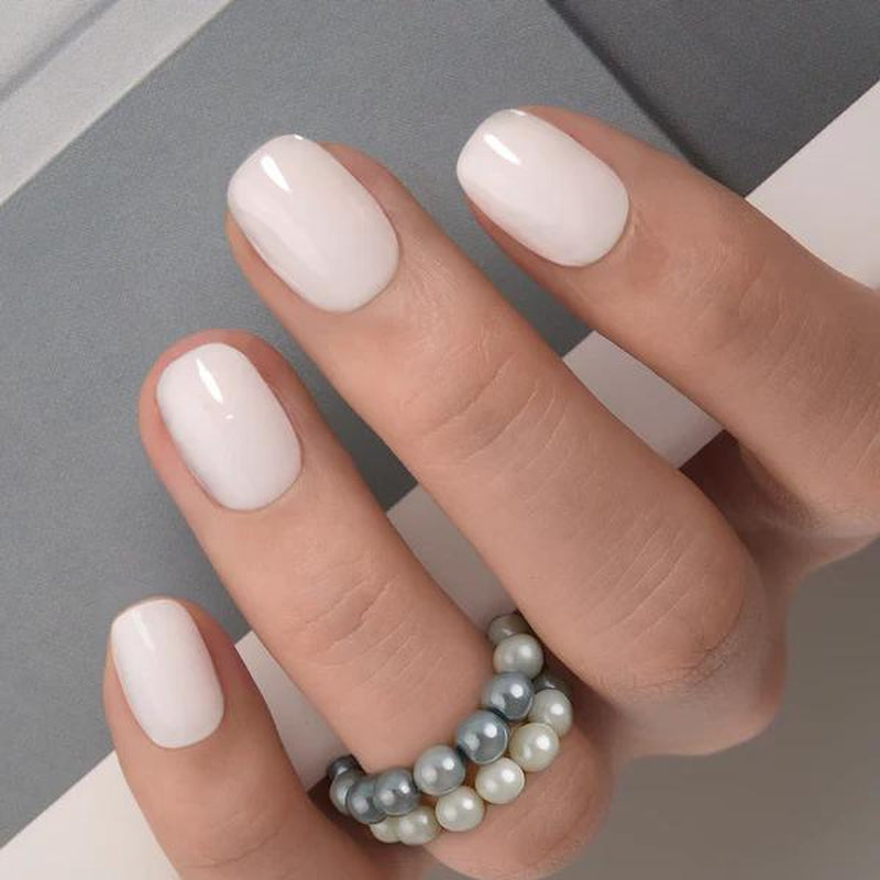 Milky White Press on Nails | Curvlife Nail | 3Sweet Floral Dreamsweet Floral Dreampcs Short round Fake Nails | Glossy Natural Finish | Easy Apply, Comfortable & Durable | Daily, Business & Elegant Nail Art