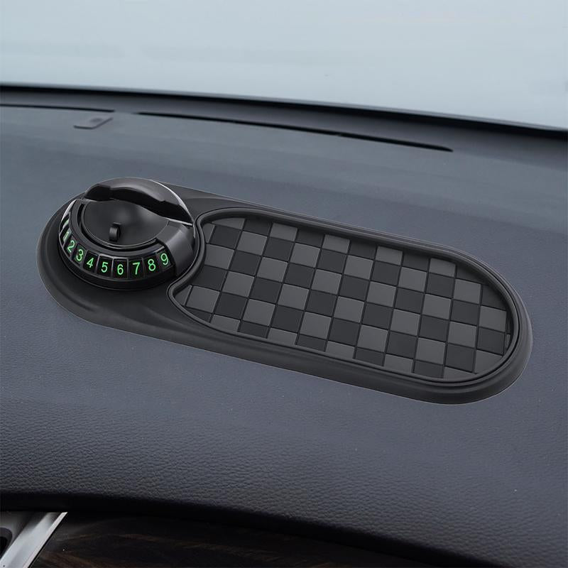 [Holiday Haul] Multifunction Car Anti-Slip Mat, 2025 Multifunctional Car Dashboard Mobile Phone Holder, Auto Universal Rotatable anti Skid Car Dashboard Pad with Temporary Parking Number