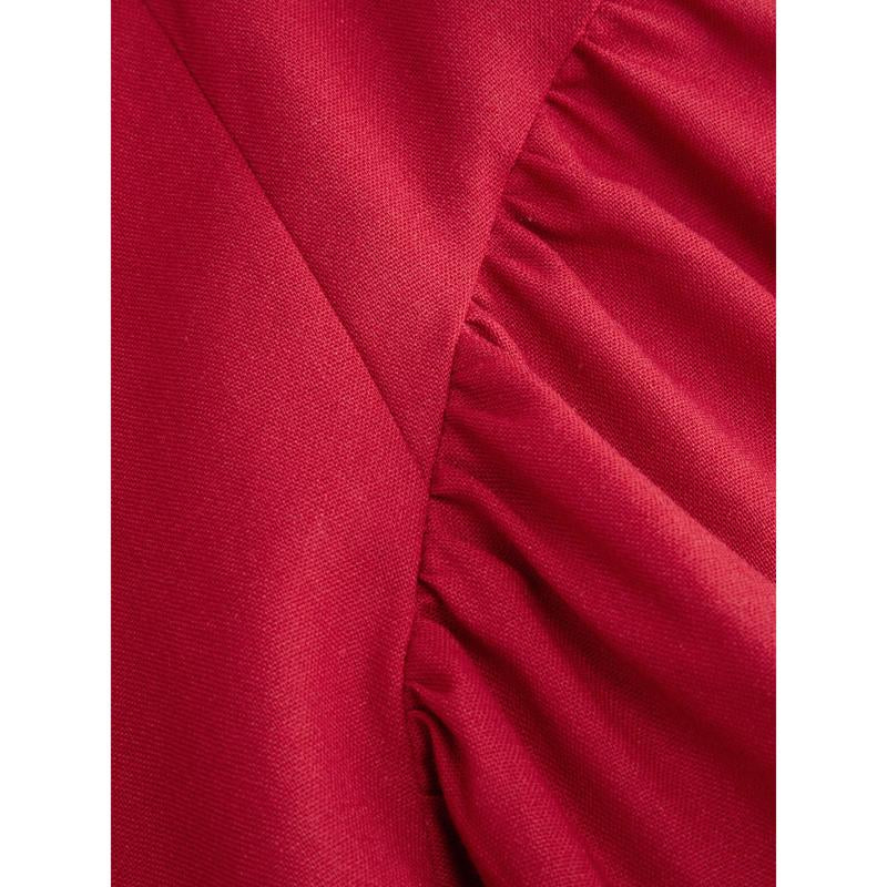 Cider Cotton-Blend U-Neckline Ruffled Lace up Flared Maxi Dress