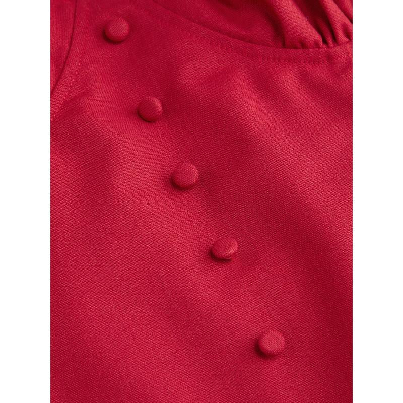 Cider Cotton-Blend U-Neckline Ruffled Lace up Flared Maxi Dress