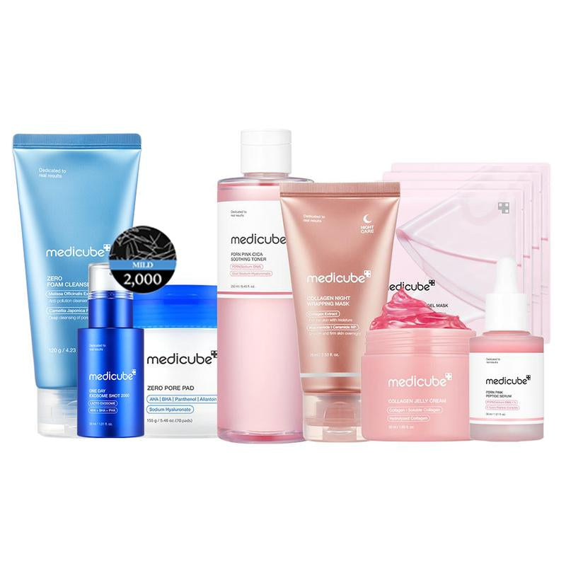 [Medicube] Affordable Glass Glow Skincare Set | Includes 8 Products for Gentle Skin Glow Routine