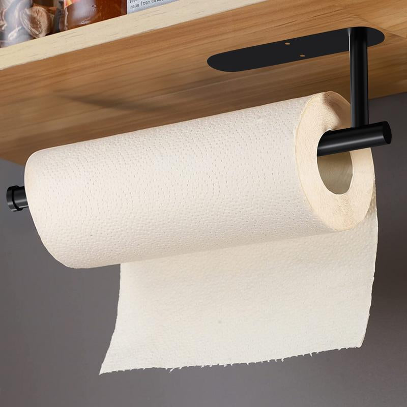 SZHLUX Paper Towel Holder, Self-Adhesive Paper Towel Holder under Cabinet for Kitchen, No Drill Wall Mount-Sus304 Stainless Steel, Space-Saving, Easy Installation for Kitchen, RV & Bathroom-12.6’’ Towel Rack for Rolls, Plastic Wrap & More
