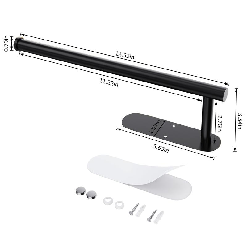 SZHLUX Paper Towel Holder, Self-Adhesive Paper Towel Holder under Cabinet for Kitchen, No Drill Wall Mount-Sus304 Stainless Steel, Space-Saving, Easy Installation for Kitchen, RV & Bathroom-12.6’’ Towel Rack for Rolls, Plastic Wrap & More