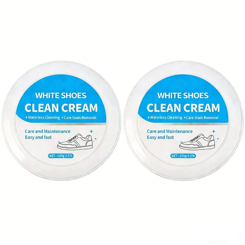 Multipurpose No-Wash White Shoe Cleaner Cream with Built-In Sponge for Leather Silicon Car Interiors 160G Mild Formula Gentle Non-Irritating Eco-Friendly