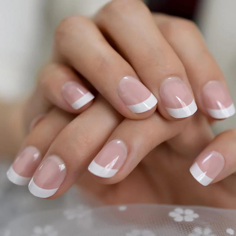 Milky White Press on Nails | Curvlife Nail | 3Sweet Floral Dreamsweet Floral Dreampcs Short round Fake Nails | Glossy Natural Finish | Easy Apply, Comfortable & Durable | Daily, Business & Elegant Nail Art