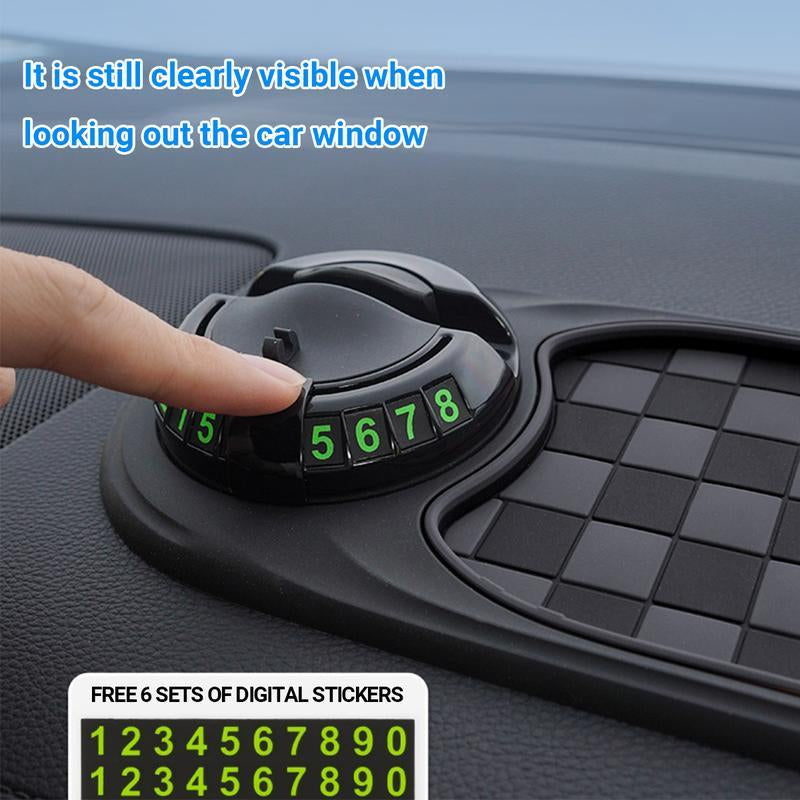 [Holiday Haul] Multifunction Car Anti-Slip Mat, 2025 Multifunctional Car Dashboard Mobile Phone Holder, Auto Universal Rotatable anti Skid Car Dashboard Pad with Temporary Parking Number