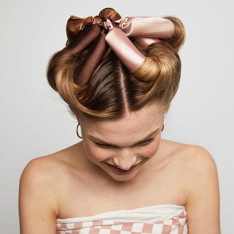 Kitsch Satin Heatless Curling Rod - Jumbo Flexi Rod, Heatless Hair Curler for Overnight, Soft Hair Curlers, Heatless Curlers for Women, 4Pcs, Rosewood