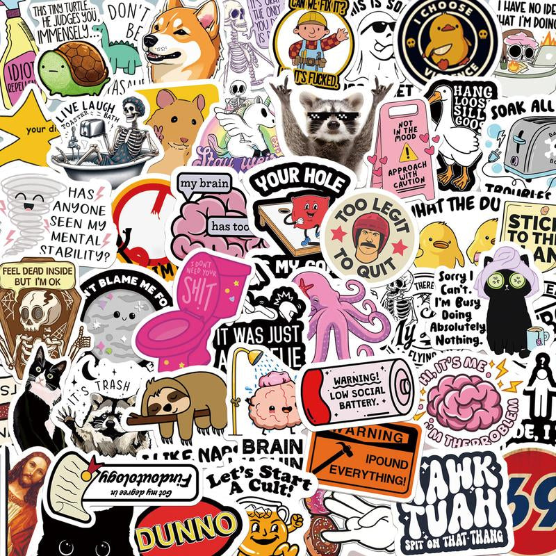 130PCS Funny Saying Sticker Pack - Snarky, Sarcastic Bold Humor Vinyl Waterproof Meme Stickers for Laptop, Computer, Water Bottle, Ipad, Phones Bumper Folding Chair Sticker Pack