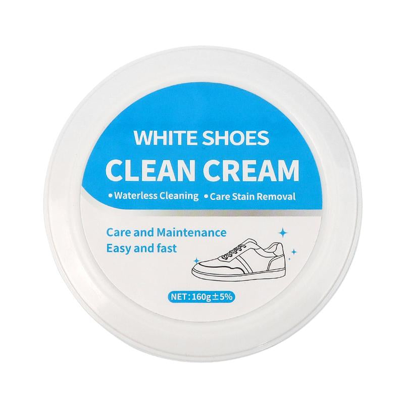 Multipurpose No-Wash White Shoe Cleaner Cream with Built-In Sponge for Leather Silicon Car Interiors 160G Mild Formula Gentle Non-Irritating Eco-Friendly